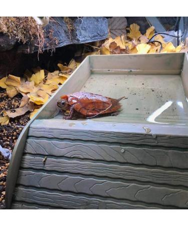 juler Tortoise Wood Grain Bath Tub Tortoise Lizard ABS Plastic Stepped Food Bowl Climbing Pet Sun Terrace (Brown) - Buy Online on GoSupps.com