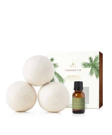 Thymes Frasier Fir Wool Dryer Balls Set  Includes 3 Wool Laundry Balls + 1 Frasier Fir Laundry Fragrance Oil for Dryer  Eliminate Wrinkles, Static & Lint  Scented Laundry Supplies (0.5 fl oz) - Buy Online on GoSupps.com