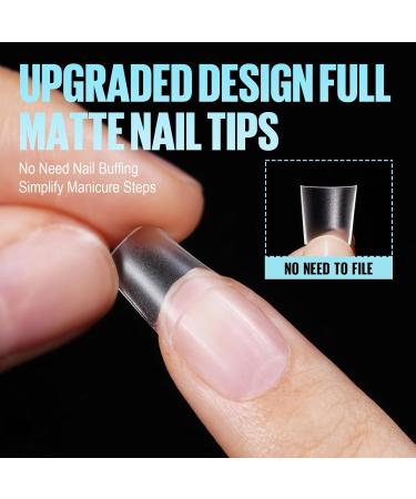 TOMICCA Short Coffin French Edge Nail Tips - 510pcs Half Cover False Nails | Natural Matte Acrylic Extension Tips | 15 Sizes for Salon Nails - Buy Online on GoSupps.com