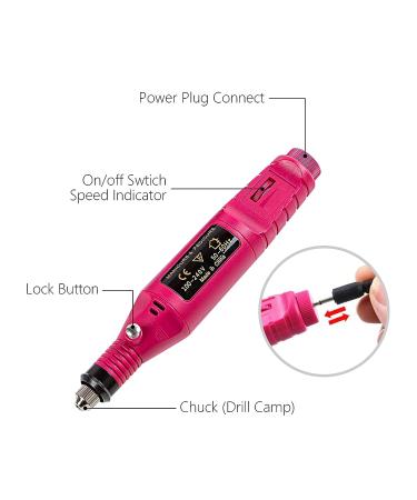 Acrylic Nail Drill Kit Electric Nail File 20000 RPM | Portable Gel Remover & Nail Polishing Machine | Pedicure Set - Red - Buy Online on GoSupps.com