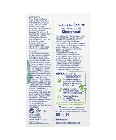 Nivea Sun Kids 100% Mineral Protection Lotion LSF 50+ | Waterproof Children's Sunscreen for Instant UVA/UVB Protection | 50 ml - Buy Online on GoSupps.com