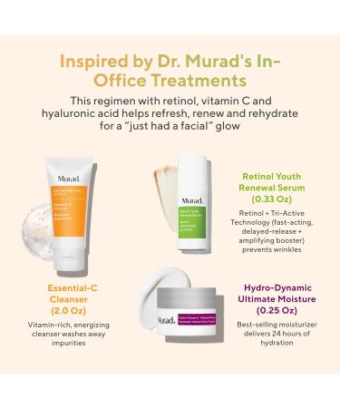 Murad Top 3 Derm-Recommended Actives Trial Kit - Daily Skincare Regimen | Cleanser Retinol Serum & Moisturizer - $58 Value - Buy Online on GoSupps.com