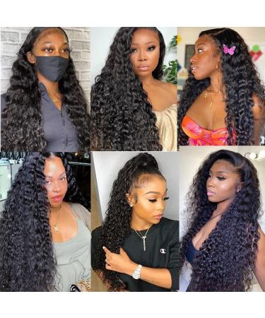 Hepoiss 28 Inch Deep Wave Human Hair Lace Front Wig | HD Lace Frontal Wig for Women | Natural Black Color, Pre-Plucked and Glueless - Buy Online on GoSupps.com