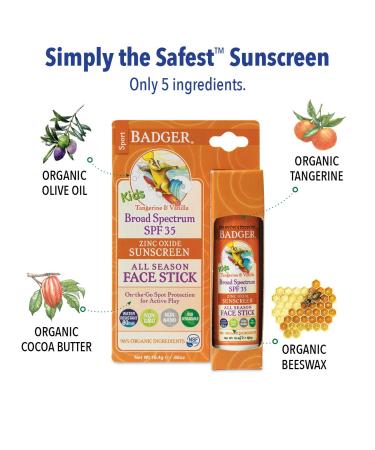 Badger SPF 35 Clear Zinc Kids Sunscreen Stick - Tangerine & Vanilla, .65 oz - Buy Online on GoSupps.com