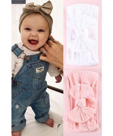 Newborn Baby Girl Headbands - Soft Hair Bows for Girls - 3pcs-A Set - Buy Online on GoSupps.com