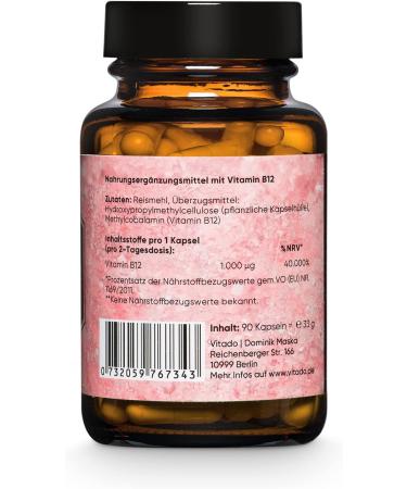 High Dose Vitamin B12 1000 g Methylcobalamin - Vegan Capsules - 90 Glass Bottles - Laboratory Tested - Buy Online on GoSupps.com