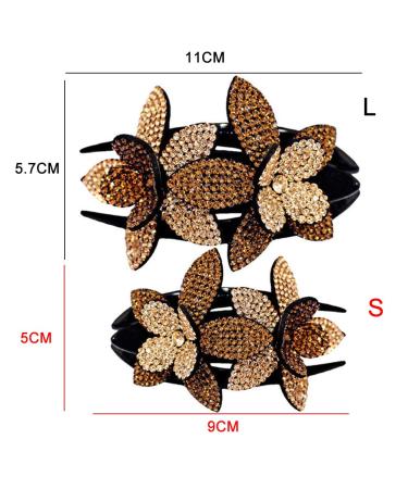 Yeeyf Double-Flower Hair Clip | Diamond & Pearl Hair Clips for Women | Vintage Hair Styling Accessories - Buy Online on GoSupps.com