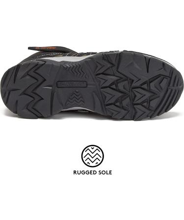 HI-TEC Ravus Blast Mid Boys Hiking Boots - Lightweight Breathable Outdoor Trekking Shoes for Kids - Sizes 1-7 - Orange/Medium Brown Tan/Black - Buy Online on GoSupps.com