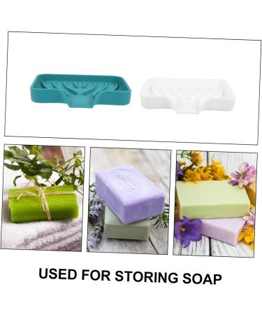 KONTONTY 2pcs Soap Drainer Soap Organizer Storage Soap Holder Bathroom Soap Plate Silicone Storage Containers Travel Soap Holder Soap Holder Case Self Soap Dish Silica Gel Multifunction White Green 12.2X10X2.2CM - Buy Online on GoSupps.com