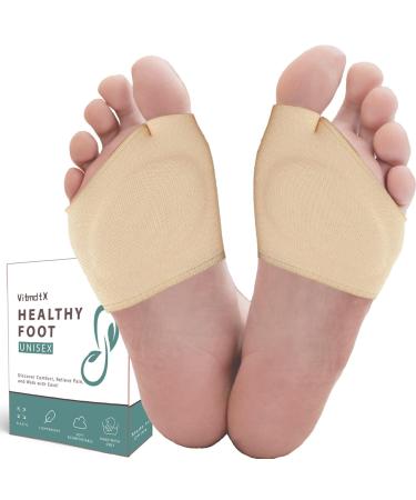 Metatarsal Pads for Women and Men Ball of Foot Cushions Gel Forefoot Fabric Sleeves Pads with Gel Inserts for Metatarsalgia Morton's Neuroma Foot Pain Relief Beige