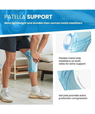 Buy Welnove Knee Brace Sleeves for Pain Relief - Compression Support with Stabilizers & Gel Pad | 2 Pack Blue Large for Men & Women - Ideal for Workouts Running & Climbing - Buy Online on GoSupps.com