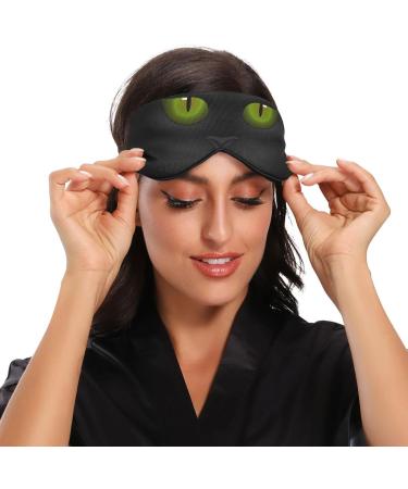 Kaskirky Light Blocking Eye Mask for Business Travel & Meditation - Adjustable for Men and Women, Deep Sleep Comfort, Fat Cat Green Eye Design - Buy Online on GoSupps.com