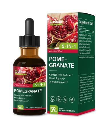Pomegranate Extract Supplement Drops for Heart and Immune Support 5-in-1 Fast Absorbing Herbal Supplements with Red Sage Coenzyme Q10 Green Tea. 2 oz Original 2 Fl Oz (Pack of 1)