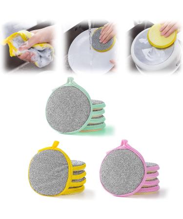 45PCS Double-Sided Silver Dishwashing Sponge Double Sided Round Scrubber Rag Dish Pad Kitchen Dishwashing Sponge Non Scratch Scouring Pad for Home Kitchen Cleaning Tool