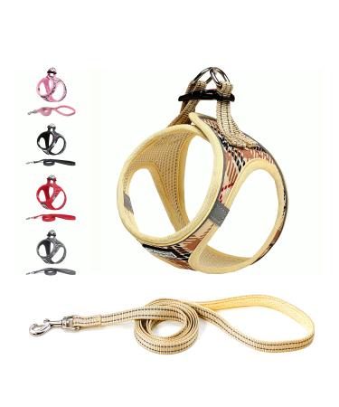 Suredoo dog harness Small dogs with a leash anti -train dishes reflective breathable breast dishes puppy crockery for small medium dog (beige l) beige l