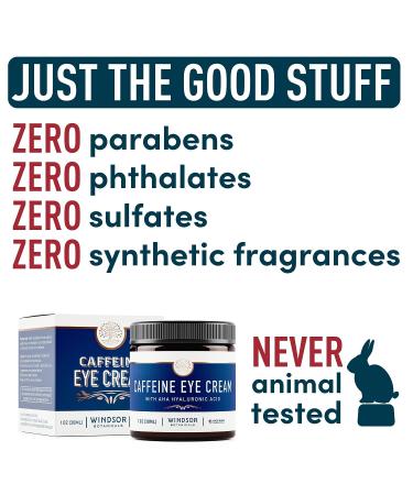 Caffeine Eye Cream for Dark Circles & Puffiness - Anti-Aging Coffee Bean Formula with Hyaluronic Acid - 1 oz - Buy Online on GoSupps.com