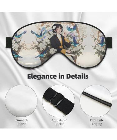 Gardenia Flowers Birds Double-Sided Sleep Eye Mask - Comfort Soft Blindfold with Adjustable Strap for Ultimate Light Blocking - Buy Online on GoSupps.com