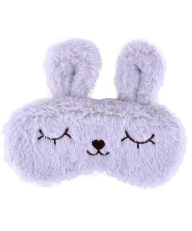 ULIFEMALL Cute Rabbit Sleeping Mask Soft Fluffy Plush Bunny Blindfold Funny Novelty Sleep Mask Eye Cover Eyeshade for Kids Girls Boys Women Night Nap Travel Meditation 9 Rabbit / Grey