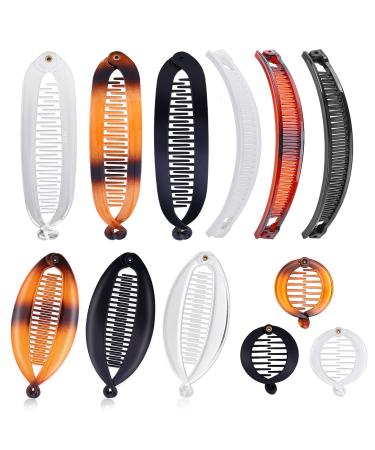 Sibba 12 Pieces Banana Hair Clips Clincher Combs Large Vintage Banana Clips Comb Fishtail Hair Clip Ponytail Holder Clips for Women Girls Thick Curly Hair 12PCS - Buy Online on GoSupps.com