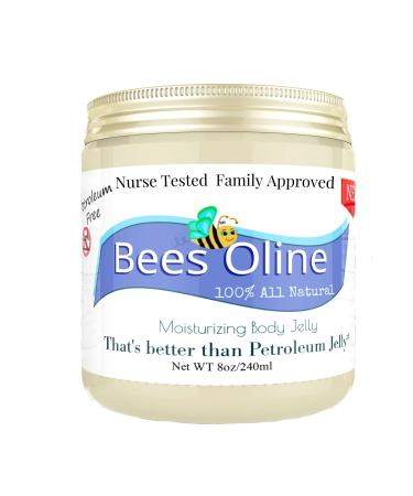BeesOline-All Natural Moisturizer - 100% PETROLEUM FREE Alternative to Petroleum Body Jelly 1-8oz jar For EXTREMELY DRY SKIN GREAT for ECZEMA & Barrier PROTECTION