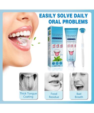 Fresh Mint Tongue Cleaner Gel Set with Brush - Oral Care Kit for Bad Breath Removal - Buy Online on GoSupps.com