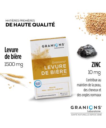 Brewer's yeast GRANIONS | Beauty food supplement | Brewer's yeast 1500mg with Zinc | Skin beauty hair and nail growth | Made in France | 60 capsules - Buy Online on GoSupps.com
