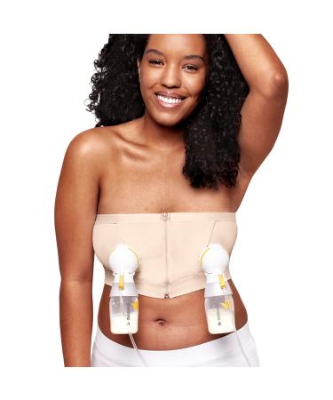 Medela Hands Free Pumping Bustier Easy Expressing Pumping Bra with Adaptive Stretch Chai S