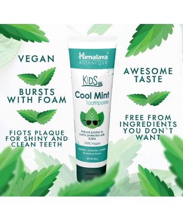 Himalaya Botanique Kids Toothpaste - Cool Mint | Fluoride-Free Vegan & Gluten-Free | 80g - Reduces Plaque & Strengthens Teeth - Buy Online on GoSupps.com