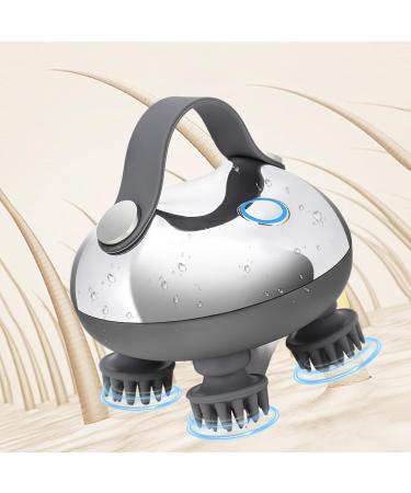 Feelsploh Scalp Massage Device - 8 Silicone Heads IPX7 Waterproof Vibration for Hair Growth & Stress Relief (Silver) - Buy Online on GoSupps.com