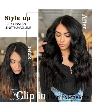Dylanm Black Hair Extensions - 20 Inch Long Wavy Synthetic Clip-In Hairpieces for Women - Buy Online on GoSupps.com