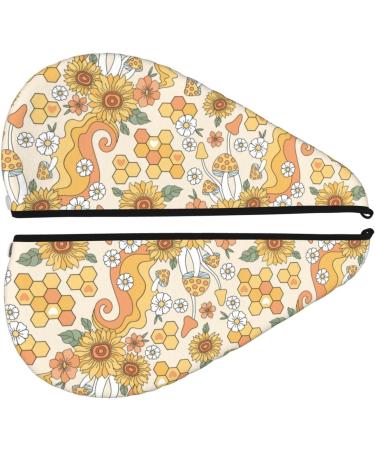 Groovy Hippie Flower Mushrooms Hair Towel - Super Absorbent Coral Velvet Quick Dry Wrap for Long Curly & Thick Hair - Buy Online on GoSupps.com