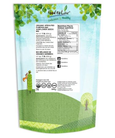 Organic Sprouted Seeds Mix - Raw & Non-GMO Snack with Pumpkin and Sunflower Seeds - Vegan Superfood - 1lb Pack - Kosher Certified - Buy Online on GoSupps.com
