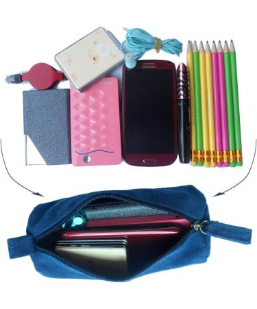Enyuwlcm Heavy Canvas Stationery Portable Simple Pencil Bag and Practical Durable Compact Zipper Pencil Case 1 Pack Blue - Buy Online on GoSupps.com