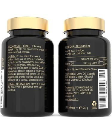 Vitamin D3 4000 IU Softgel Capsules - High Strength Supplement for Strong Bones, Muscles & Immune System - 120 Count - Buy Online on GoSupps.com