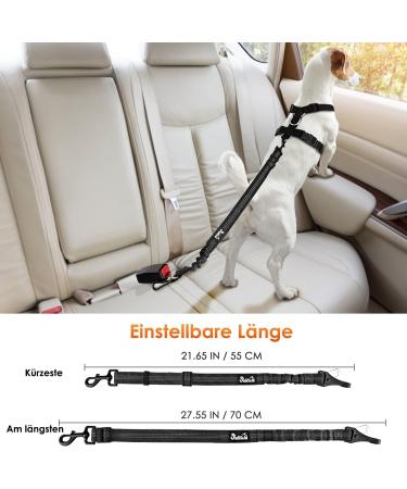 Eyin Dog Seat Belt - 3 in 1 Reflective Elastic Nylon Car Safety Harness for All Dog Breeds - 70cm Adjustable (Black) - Buy Online on GoSupps.com