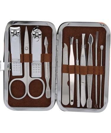 11pcs Stainless Steel Nail Grooming Kit Nail File Nail Clipper Ear Pick Eyebrow Clip Tool Set Manicure Facial Beauty Care Tool with Storage Bag - Buy Online on GoSupps.com