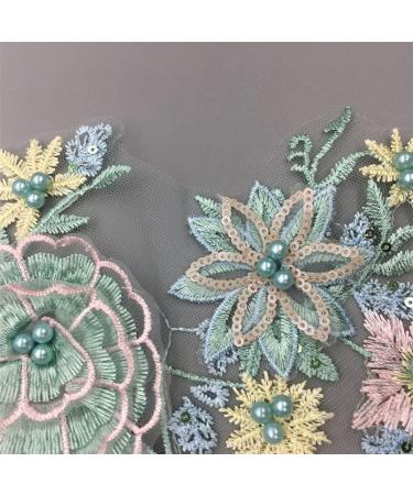 3D Beaded Pearl Flower Lace Applique - Handmade Floral Embroidered Patch for Wedding Dress & Clothes - Buy Online on GoSupps.com