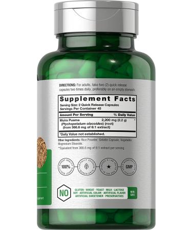 Muira Puama Extract 2200mg | 90 Capsules | Non-GMO & Gluten-Free Supplement - Buy Online on GoSupps.com
