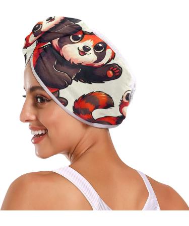 Seamless Red Raccoon Hair Towels 2 Pack - Super Absorbent Quick Dry Hair Turbans for Women & Girls - Buy Online on GoSupps.com