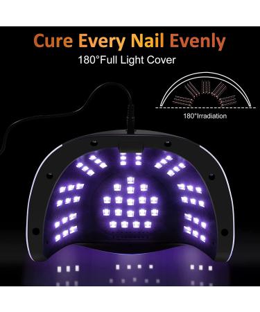 NAXBEY 180W UV LED Nail Lamp for Gel Nails - Professional Salon Quality Dryer with 60 Lamp Beads, Auto Sensor, LCD Display, 4 Timers - White - Buy Online on GoSupps.com