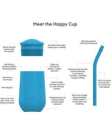 ez pz Happy Cup + Straw Training System - Silicone Toddler Training Cup - Pediatric Feeding Specialist Designed - Blue - 24 Months - Buy Online on GoSupps.com