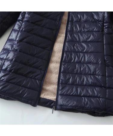 Hanxiulin Oversized Plush Jacket for Women | Warm Lined Fleece Winter Coat with Hood - Cuddly Comfort in Marine XL - Buy Online on GoSupps.com