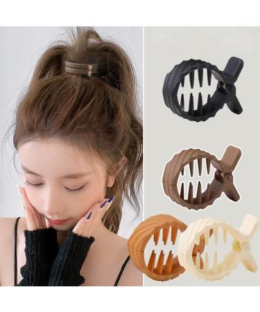 4 Pcs High Ponytail Hair Clips Round Inner Toothed Small Matte Nonslip Ponytail Buckle Hair Clip Strong Hold for Medium Long Hair Ponytail Holder Accessories for Women and Girls