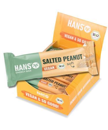 Hans Brainfood - Bio Energierliegel new recipe - vegan |Regional extension |Ideal for cycling hiking sport |Power bar without additives |16 Power Energy Oat Bars - Salted Peanut Salted Peanut 16er Box