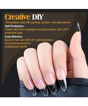 UNA GELLA Almond Gel Nail Tips - 504 pcs Long Lasting Medium Soft Gel Full Cover False Nails - Clear Acrylic Gelly Tips for Extensions - Press On Nails with Elegant Box - 12 Sizes - Buy Online on GoSupps.com