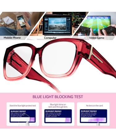 LVIOE Blue Light Filter Glasses - Over Glasses Comfort for Eye Strain Relief | Stylish Red & Pink Options - Buy Online on GoSupps.com