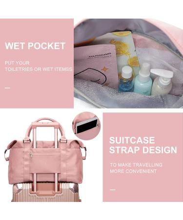 Large Pink Women's Travel Weekender Gym Bag - Fits 15.6 inch Laptop | Overnight Duffel Shoulder Bag for Sports & Workouts - Buy Online on GoSupps.com