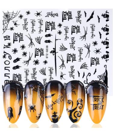 9 Sheets Halloween Nail Art Nail Stickers Skull Spider Ghost Eyes Halloween 3d Black Adhesive Nail Stickers Nail Halloween Spider Web Halloween Nail Decals Blood Foil Embellishments Ins Popular - Buy Online on GoSupps.com