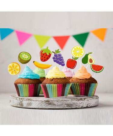 36Pcs Fruit Happy Birthday Cupcake Toppers Tropical Summers Cupcake Dessert Muffin Food Cake Picks Hawaii Fruit Baby Shower Wedding Party Themed Birthday Party Supplies - Buy Online on GoSupps.com