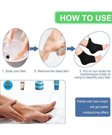 3 Pairs Moisturizing Gel Heel Socks Soft Ventilate Gel Heel Socks Open Toe Socks for Dry Hard Cracked Skin Moisturizing Day Night Care Skin (3P Black) - Buy Online on GoSupps.com
